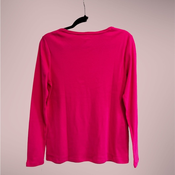 TALBOTS Cotton Long Sleeve Tee/ Cabaret Pink - Picture 2 of 4